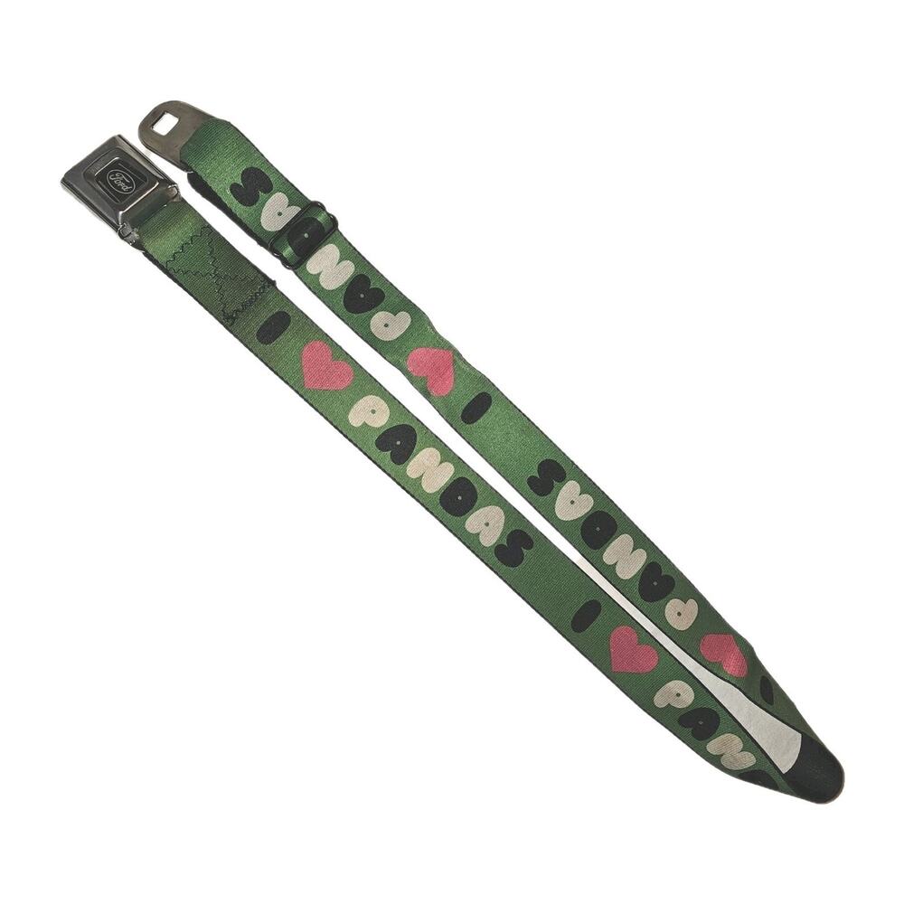 Ford Motors Seatbelt Belt by Buckle Down I ❤️ Pandas Vintage USA Y2K 27"-47.5"